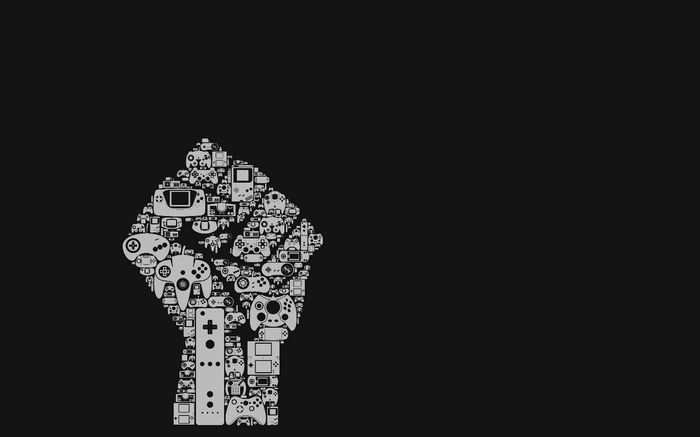 Fist made of video game controllers