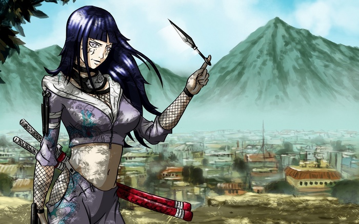 Hyuuga Hinata from Naruto Shippuuden holding a kunai