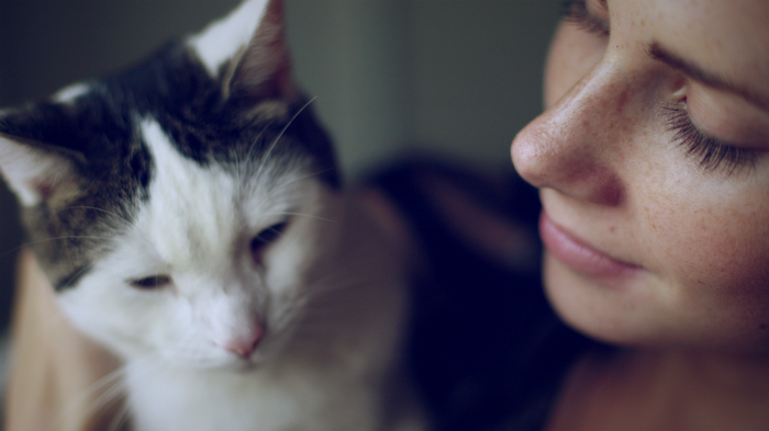 A woman and a cat