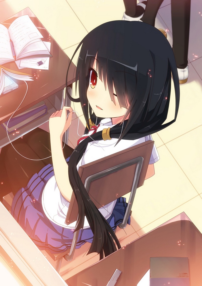 Tokisaki Kurumi from Date A Live in a school uniform