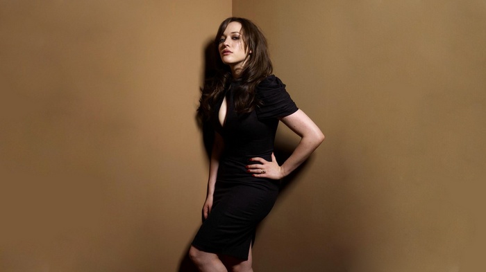 Kat Dennings in a black dress