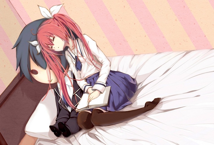 Itsuka Kotori sleeping on a person