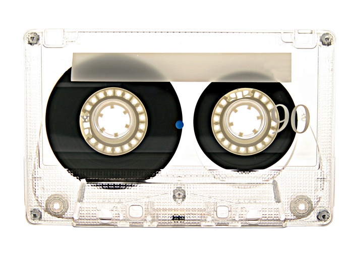 Transparent cassette tape with '90' label