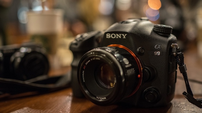 Sony Alpha 99 camera with Minolta lens
