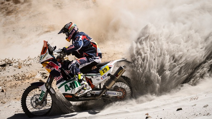 KTM motorcycle rider in Dakar Rally