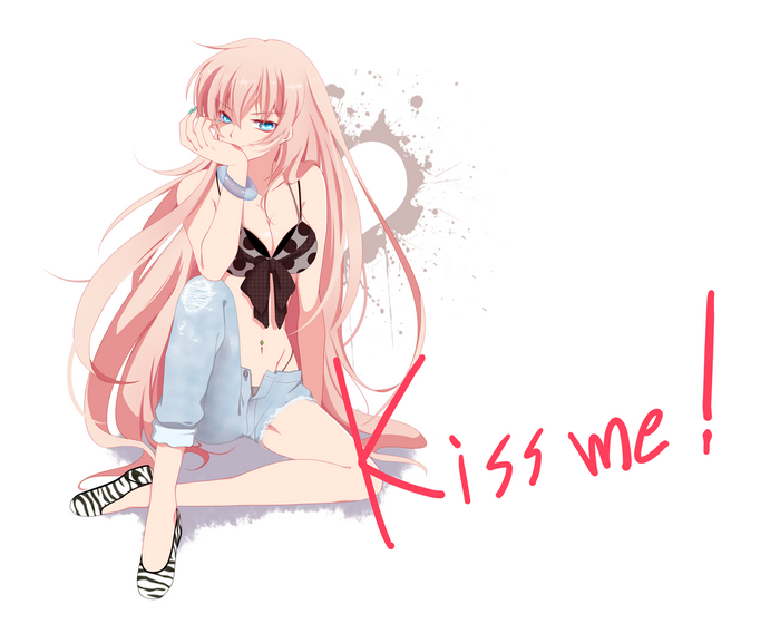 Anime girl with pink hair and blue eyes