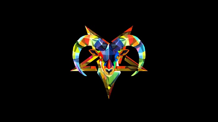 Geometric Goat Head with Pentagram