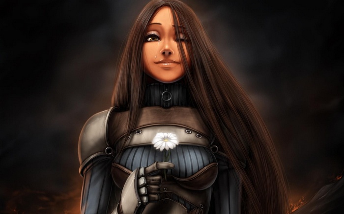 Fantasy art of a woman with a flower