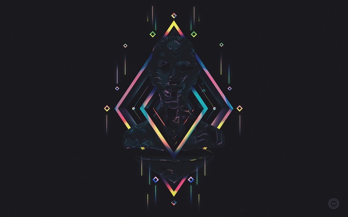 Abstract geometric design with a dark bust