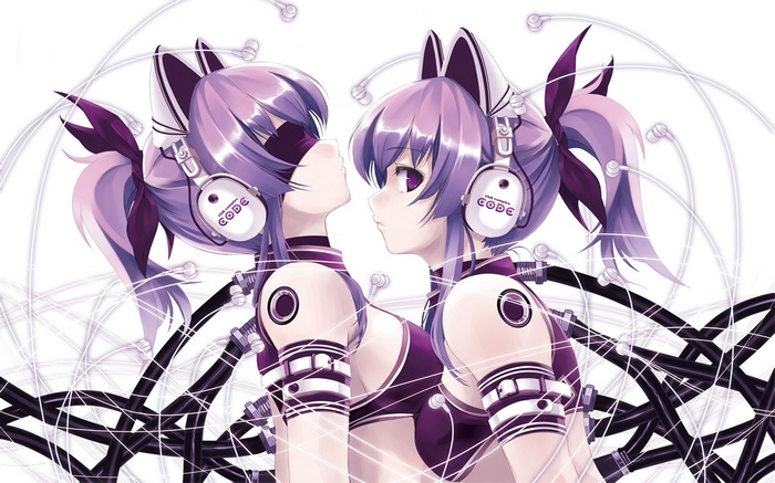 Two anime girls with cat ears and headphones