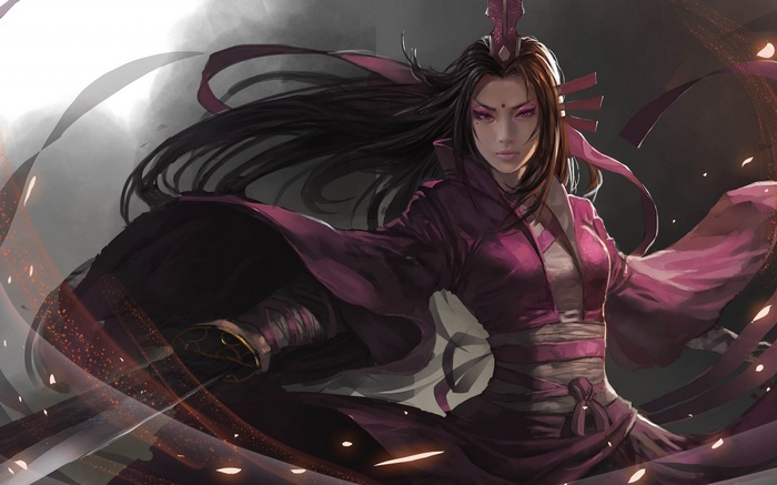 Dynasty Warriors digital art of a woman with a sword