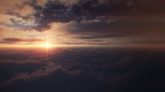 Sunset over clouds