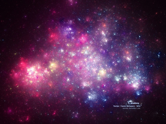 Cosmos fractal wallpaper with pink and purple nebulae