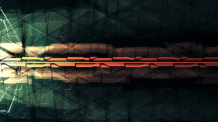 Abstract geometric pattern with orange and green light