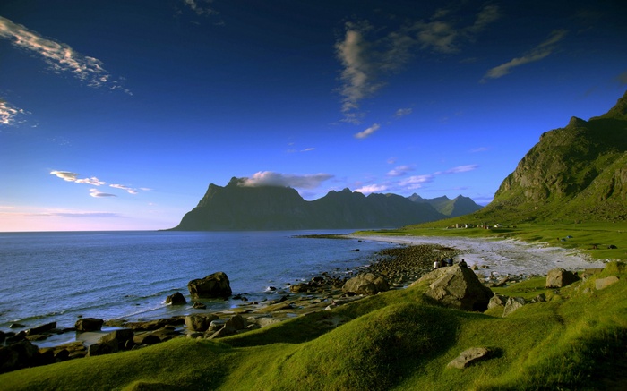 Mountains and beach in Lofoten, Norway