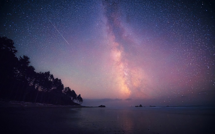 Milky Way over a beach at night