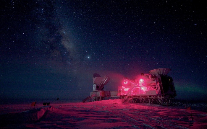 Observatory under the Milky Way at night