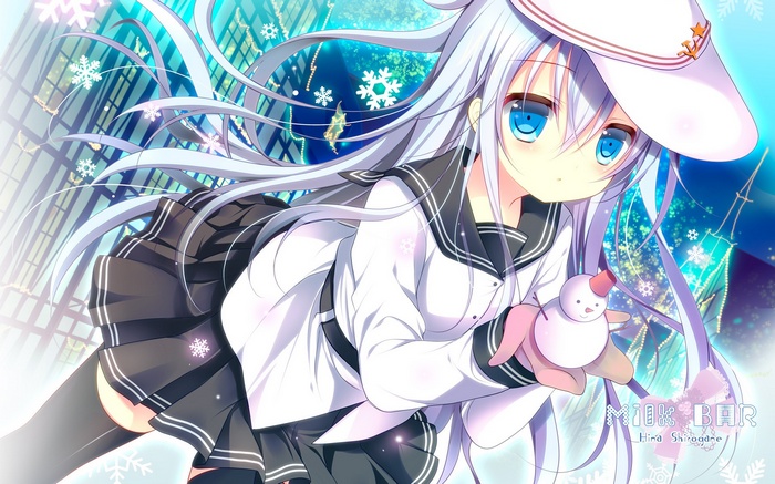 Hibiki (KanColle) holding a snowman in winter