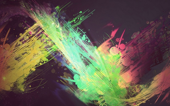 Abstract colorful paint strokes and splatters
