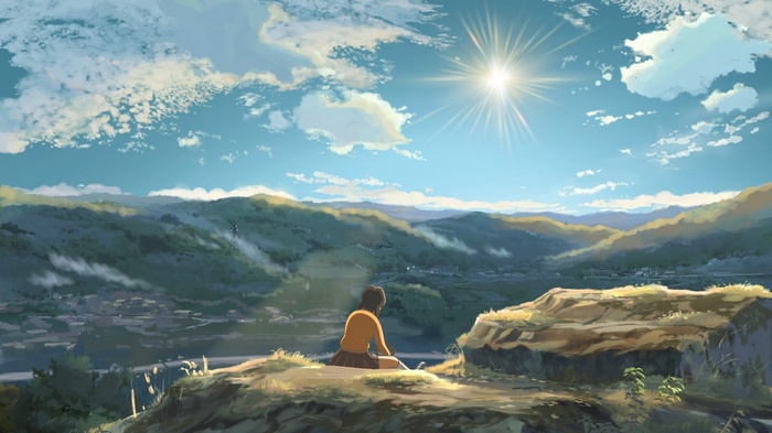 Hoshi wo Ou Kodomo: Girl overlooking a valley