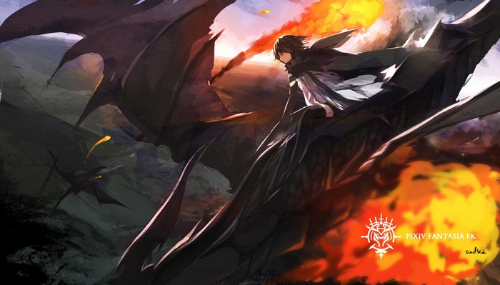 Pixiv Fantasia FK: Girl Riding a Dragon