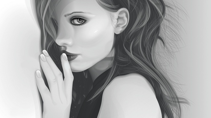 Monochrome portrait artwork of Kate Beckinsale