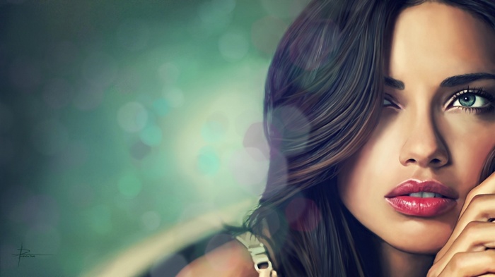 Artwork of Adriana Lima's face
