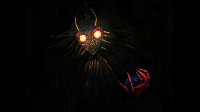 Majora's Mask holding a blue orb