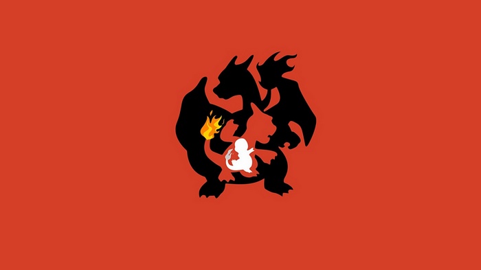 Pokémon evolution silhouettes on red background