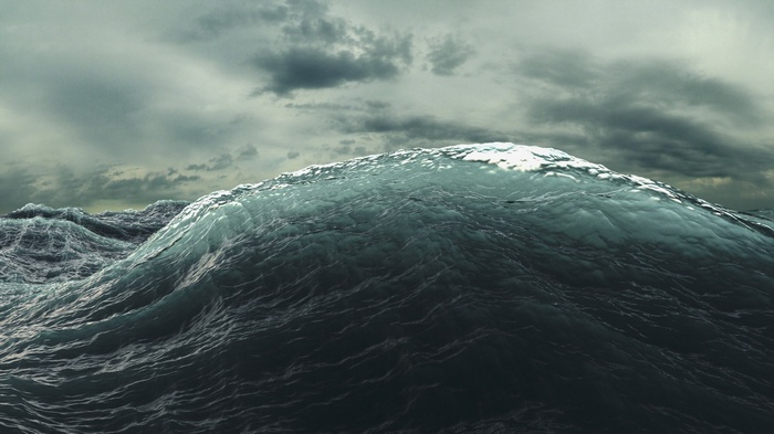 Stormy sea with large waves
