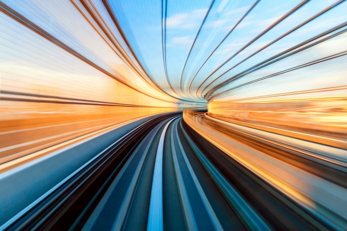Motion blur in a Tokyo subway tunnel
