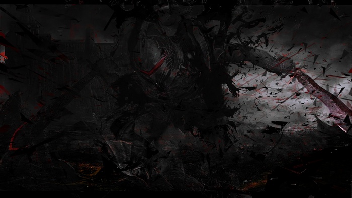 Berserker (Fate/Zero) in a dark, shattered environment