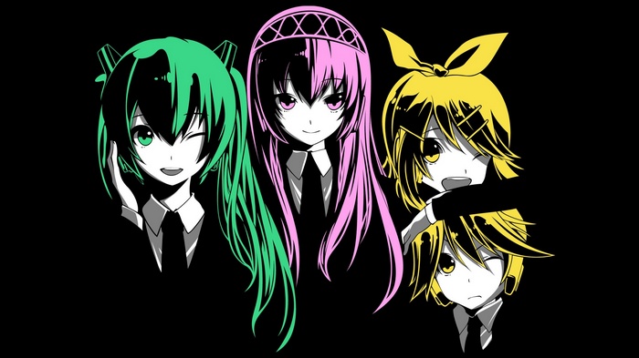 Hatsune Miku, Kagamine Rin, Kagamine Len, and Megurine Luka