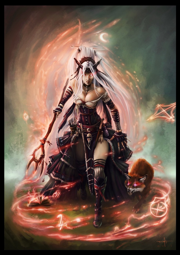 Pathfinder Fantasy Art of a Witch with a Fox
