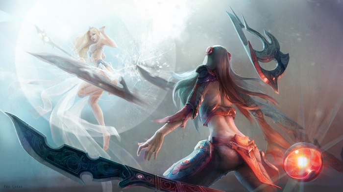 League of Legends characters in a fantasy battle