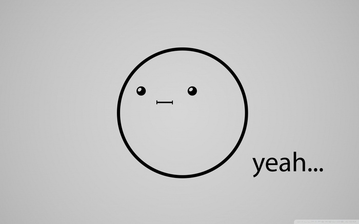 Minimalist meme face with "yeah..." text
