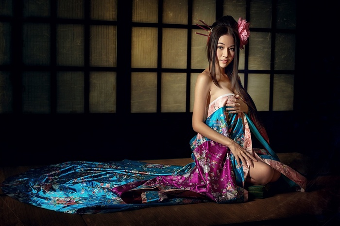 Geisha in traditional Japanese attire