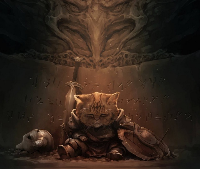 Skyrim Cat Knight with Sword and Shield