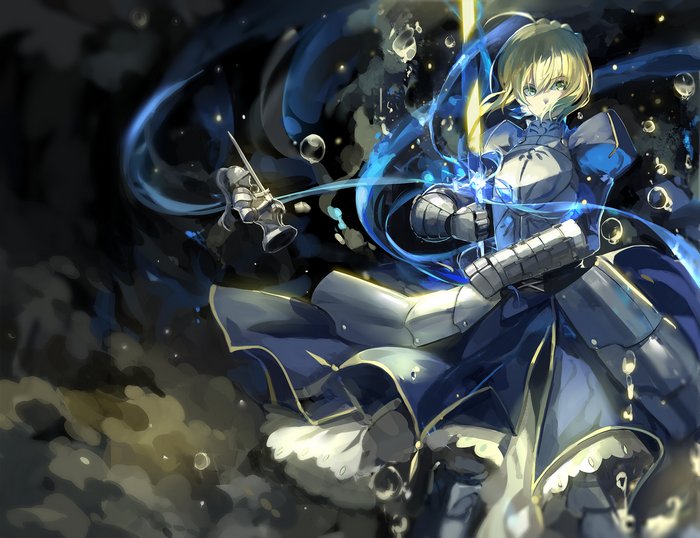 Saber from Fate Series with a sword
