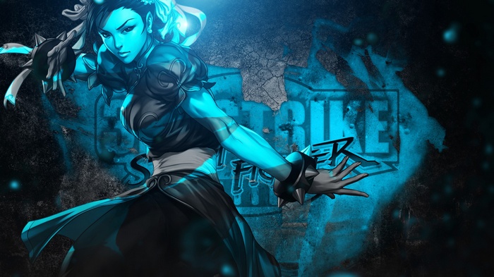 Chun-Li from Street Fighter in blue light