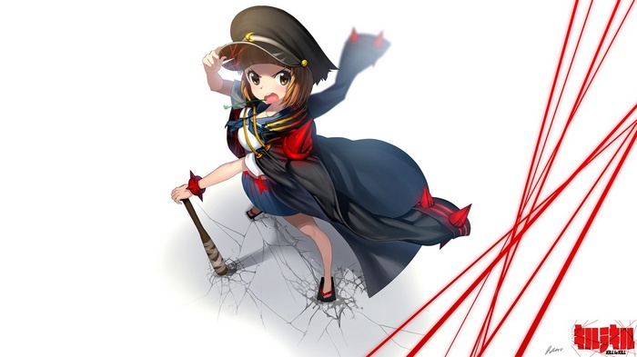 Mankanshoku Mako from Kill la Kill with a baseball bat