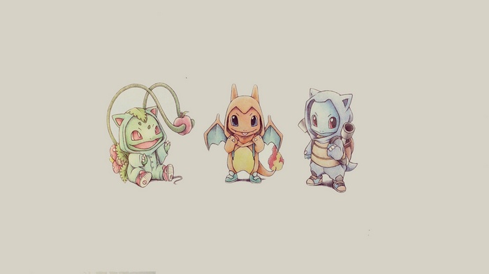 Bulbasaur, Charmander, and Squirtle from Pokémon