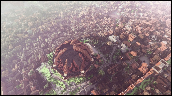 Minecraft WesterosCraft Cityscape with Central Structure