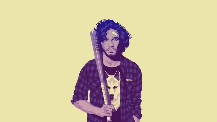 Jon Snow with a baseball bat artwork