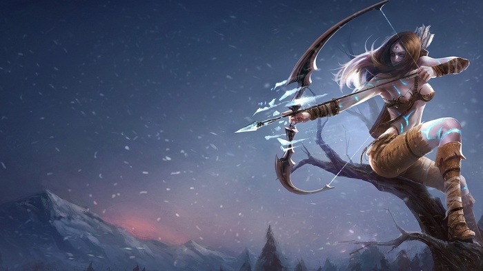 Ashe from League of Legends aiming her bow