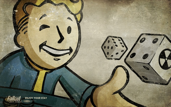 Fallout: New Vegas Vault Boy throwing dice