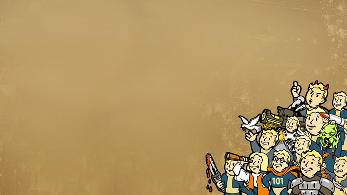Fallout Vault Boy characters with weapons