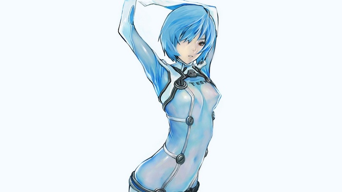 Ayanami Rei in a blue plugsuit from Neon Genesis Evangelion
