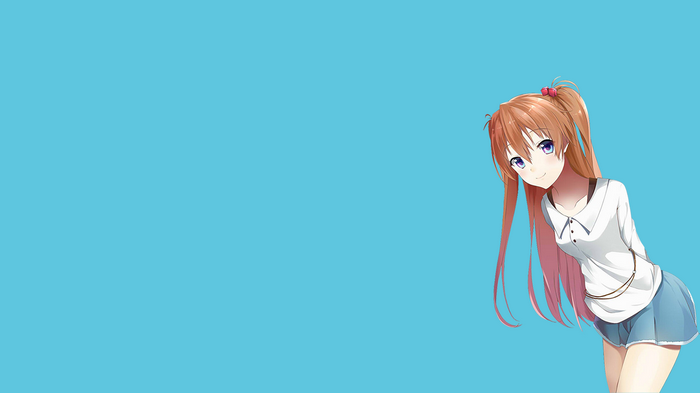 Anime girl with pigtails peeking from the side