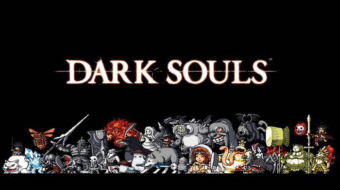 Dark Souls pixel art with characters